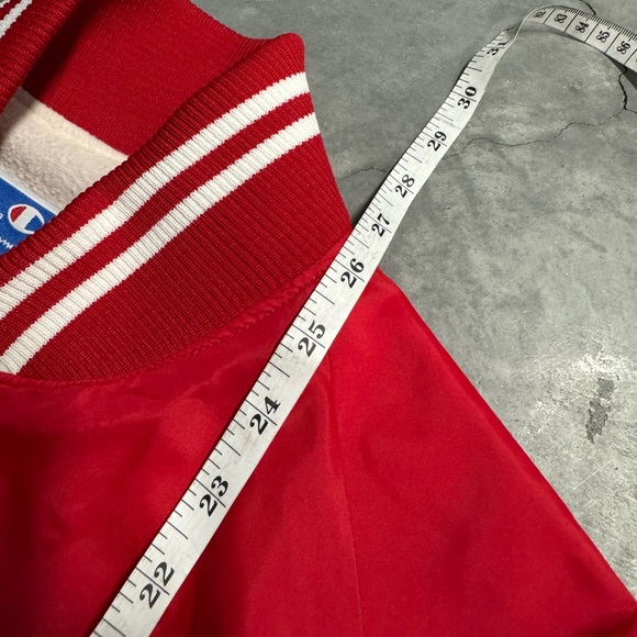 Vintage Champion Red Varsity-Style Men's Bomber Jacket - Picture 5 of 6